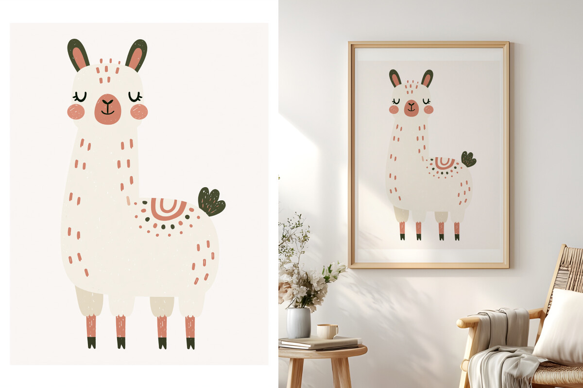 Cute Llama Nursery Illustration