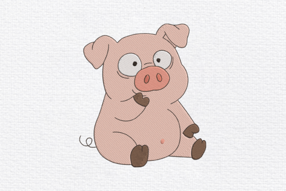 Cute Pig Embroidery Design