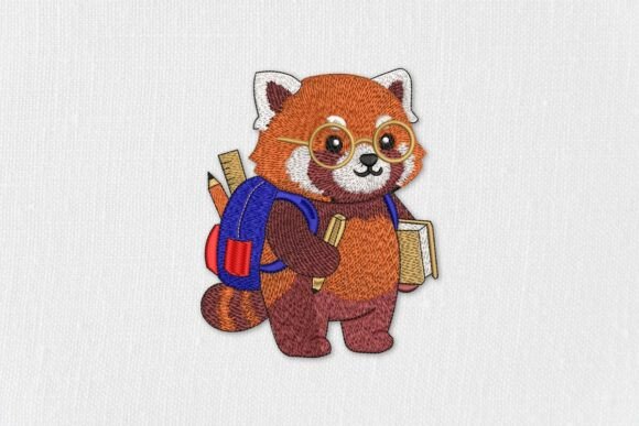 Cute Red Panda with Glasses Back to School