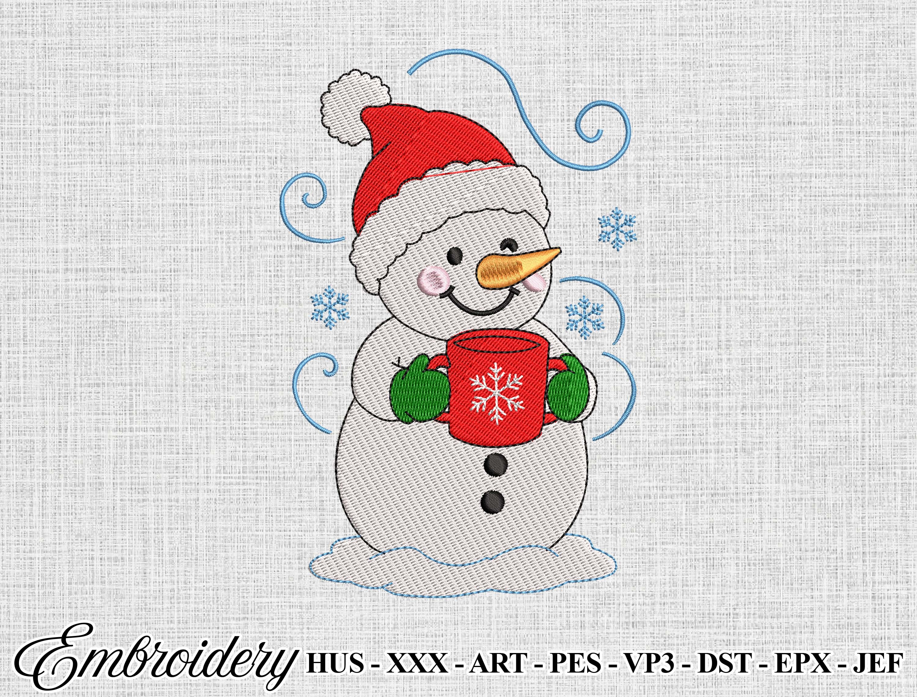 Cute Snowman Winter Machine Embroidery