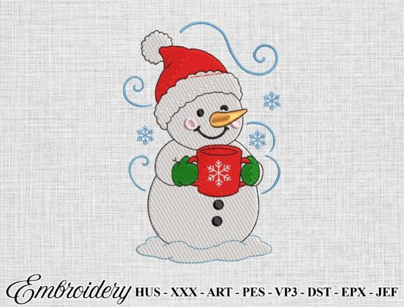 Cute Snowman Winter Machine Embroidery Embroidery