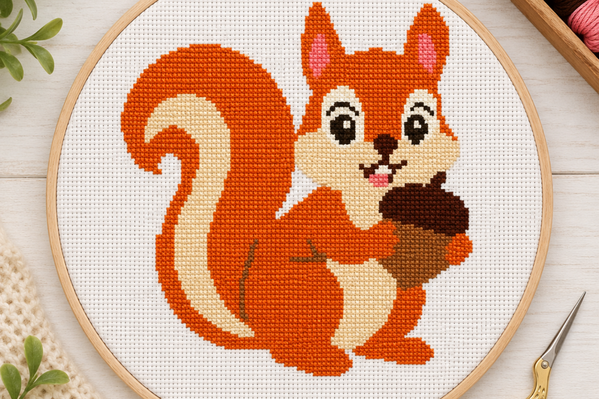 Cute Squirrel Cross Stitch Pattern