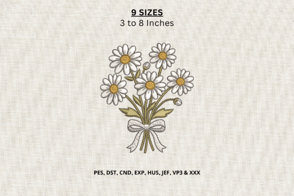 Daisy Flower Bouquet Embroidery DST PES