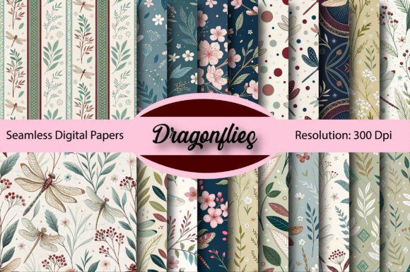 Dragonflies Seamless Digital Paper