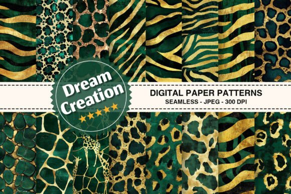 Emerald and Gold Safari Digital Paper