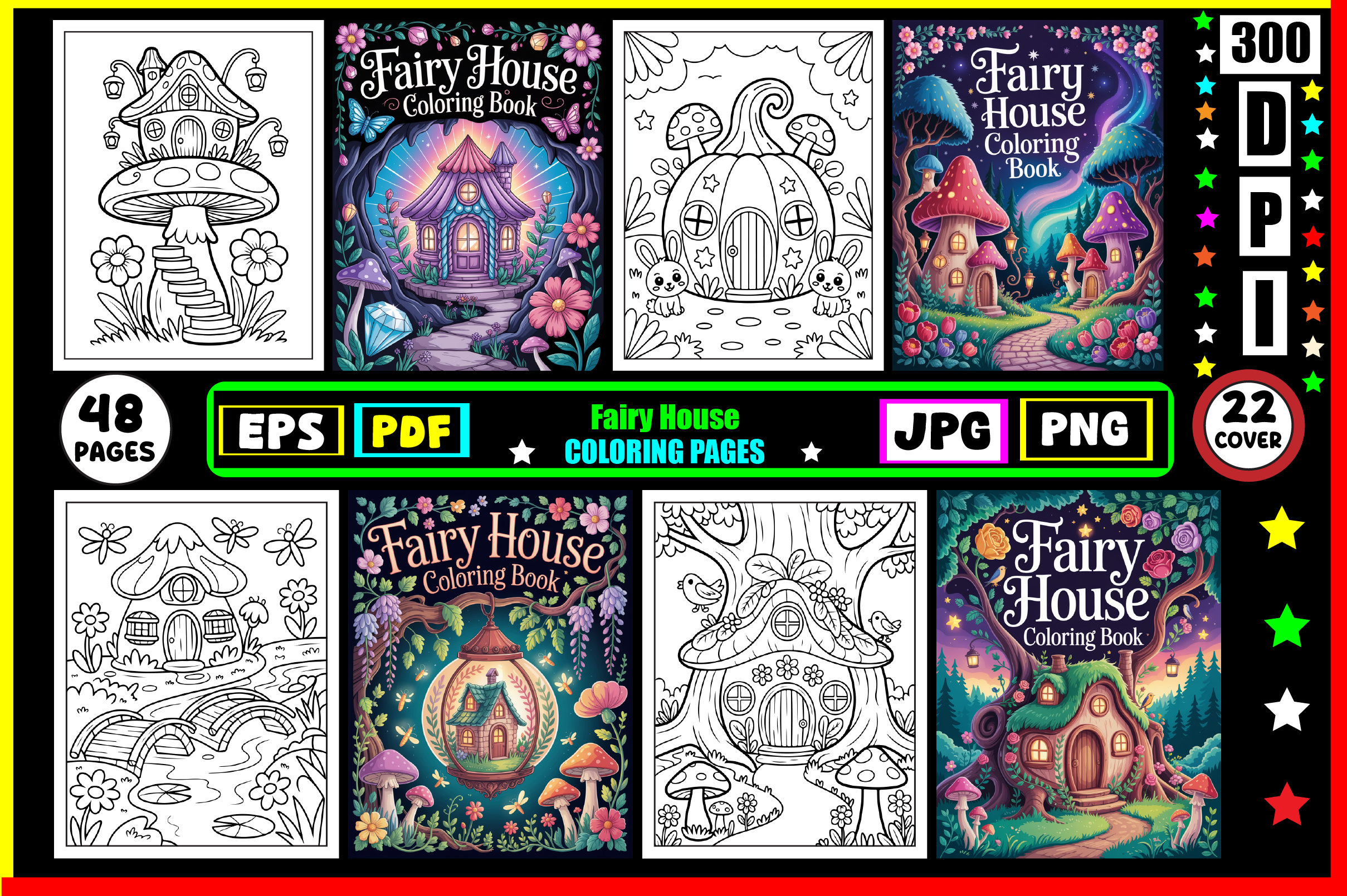 Fairy House Coloring Pages for Adults