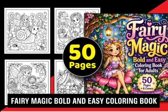 Fairy Magic Bold Easy Coloring Book Pack