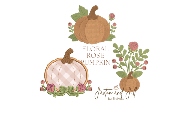 Floral Rose Pumpkin Embroidery Bundle
