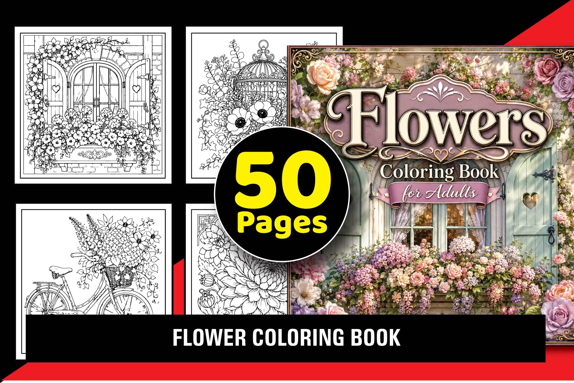 Flower Coloring Book for Adults