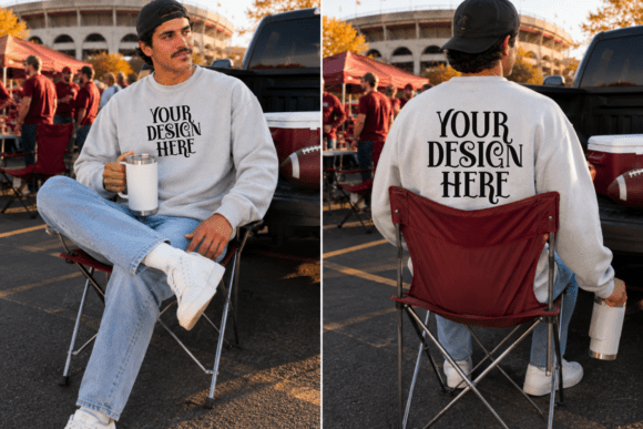 Gildan 18000 Front Back Football Mockup