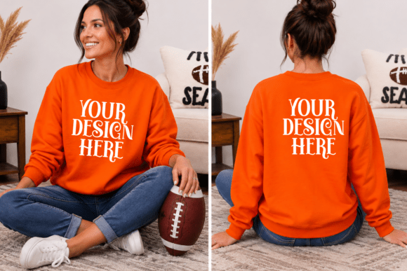 Gildan 18000 Front Back Football Mockup
