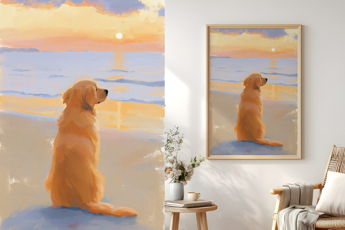 Golden Retriever on the Beach