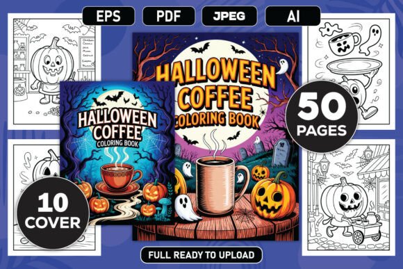 Halloween Coffee Coloring Book Bundle