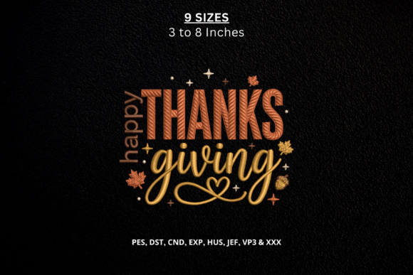 Happy Thanksgiving Embroidery Pattern
