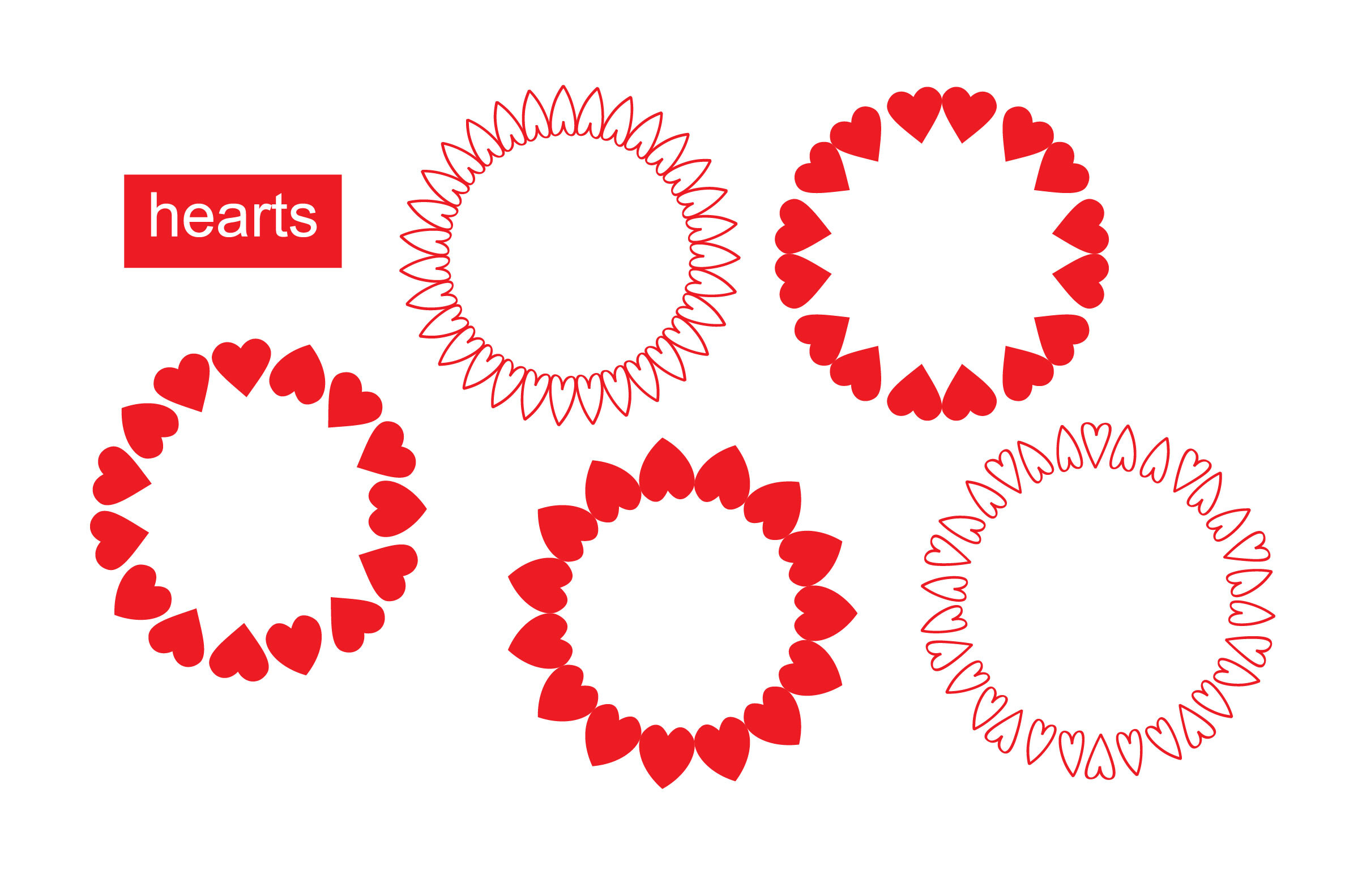 Hearts Round Frames Set, Valentine Wreath