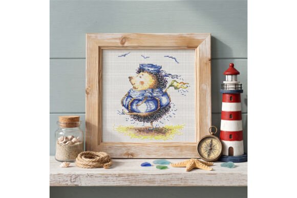 Hedgehog Beach Sea Vacation Cross Stitch
