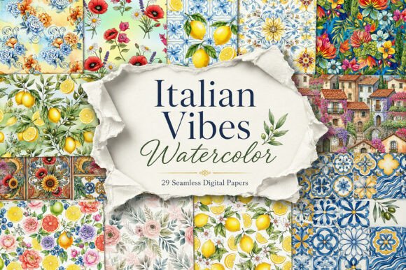 Italian Vibes Watercolor Digital Paper