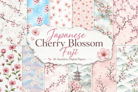 Japanese Cherry Blossom Fuji Patterns