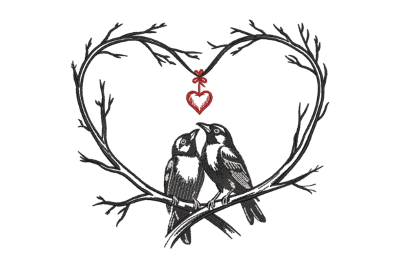 Love Birds Heart Branch Romantic