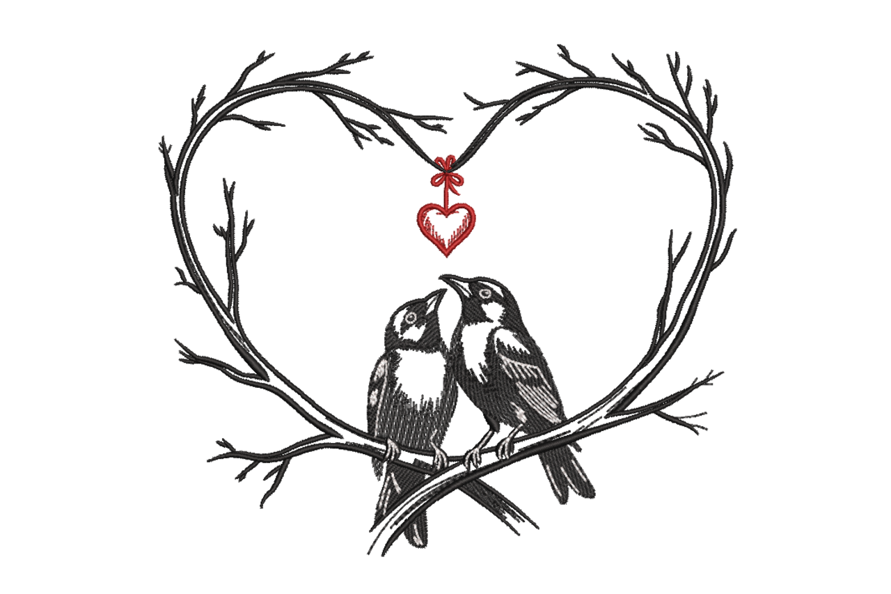 Love Birds Heart Branch Romantic