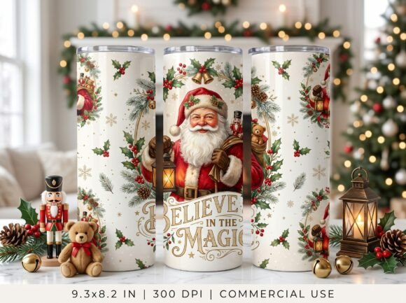 Magic Santa Christmas Tumbler Wrap PNG