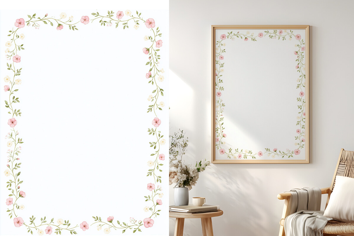 Minimalist Watercolor Floral Art Frame
