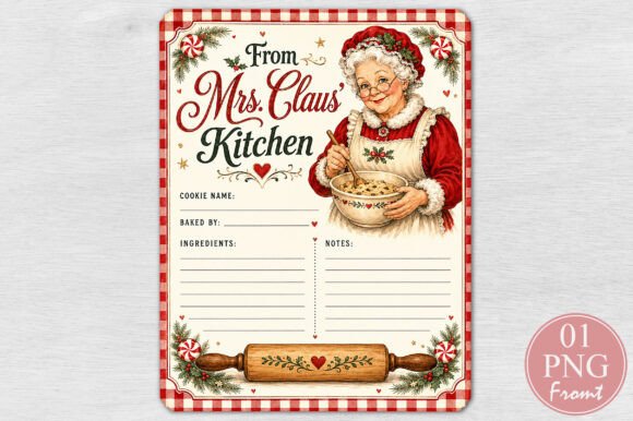 Mrs. Claus Kitchen Recipe Card PNG
