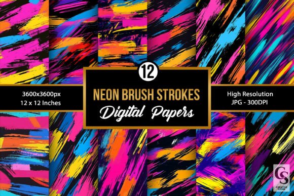 Neon Brushstrokes Seamless Pattern