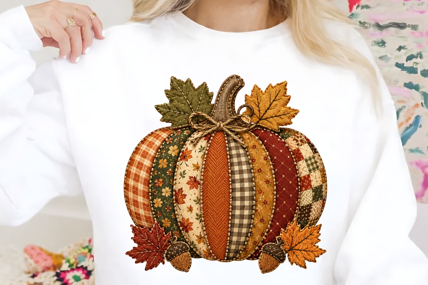 Patchwork Pumpkin Fall PNG