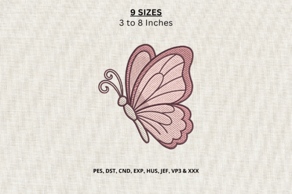 Pink Butterfly Machine Embroidery Design