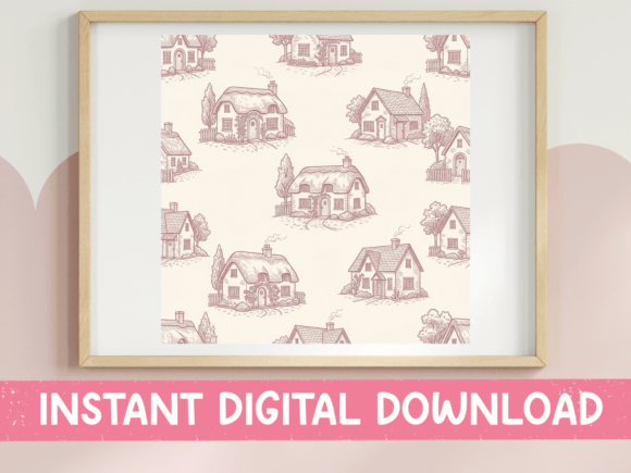 Pink Thatched Cottage Pattern