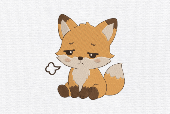 Sad Fox Embroidery Design