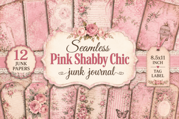 Seamless Pink Shabby Chic Junk Journal