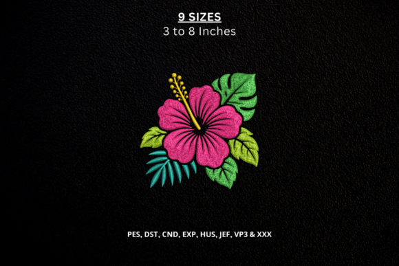 Tropical Hibiscus Flower Embroidery DST
