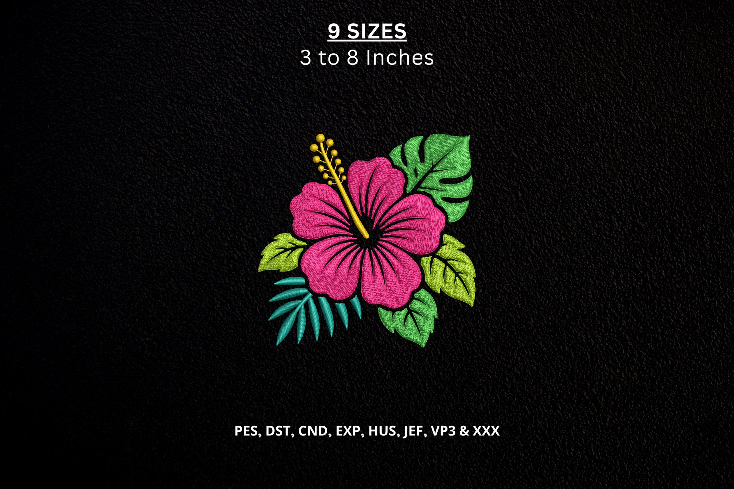 Tropical Hibiscus Flower Embroidery DST