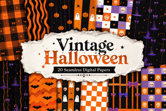Vintage Halloween Digital Papers