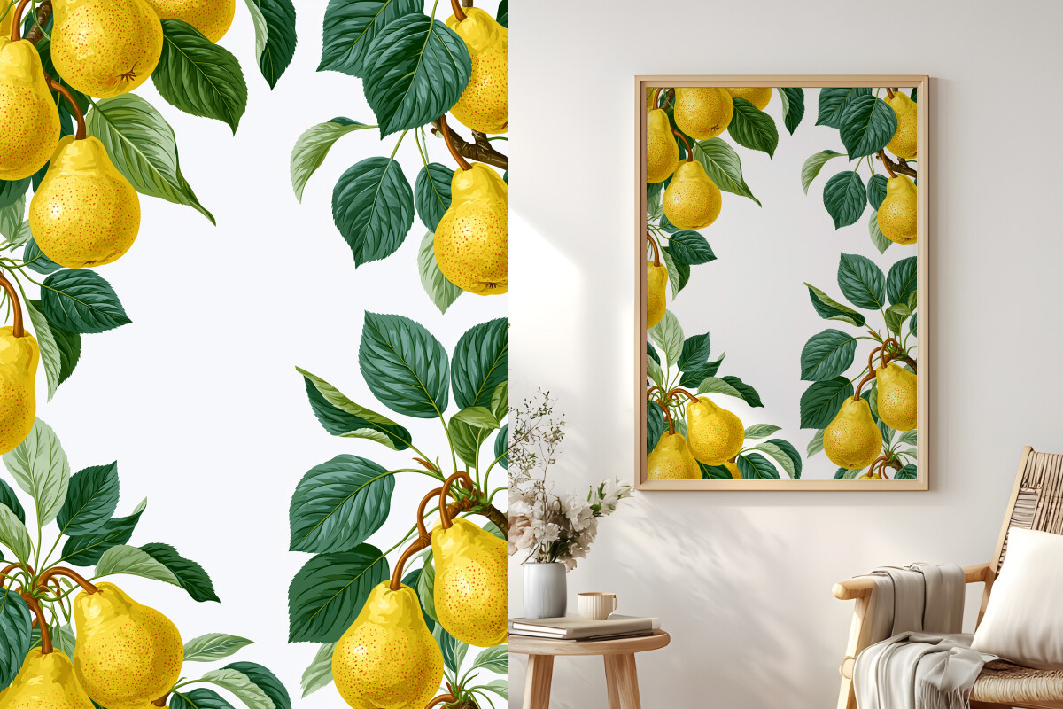Watercolor Pear Border, Pear Frame
