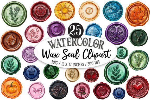 Watercolor Wax Seal Clipart