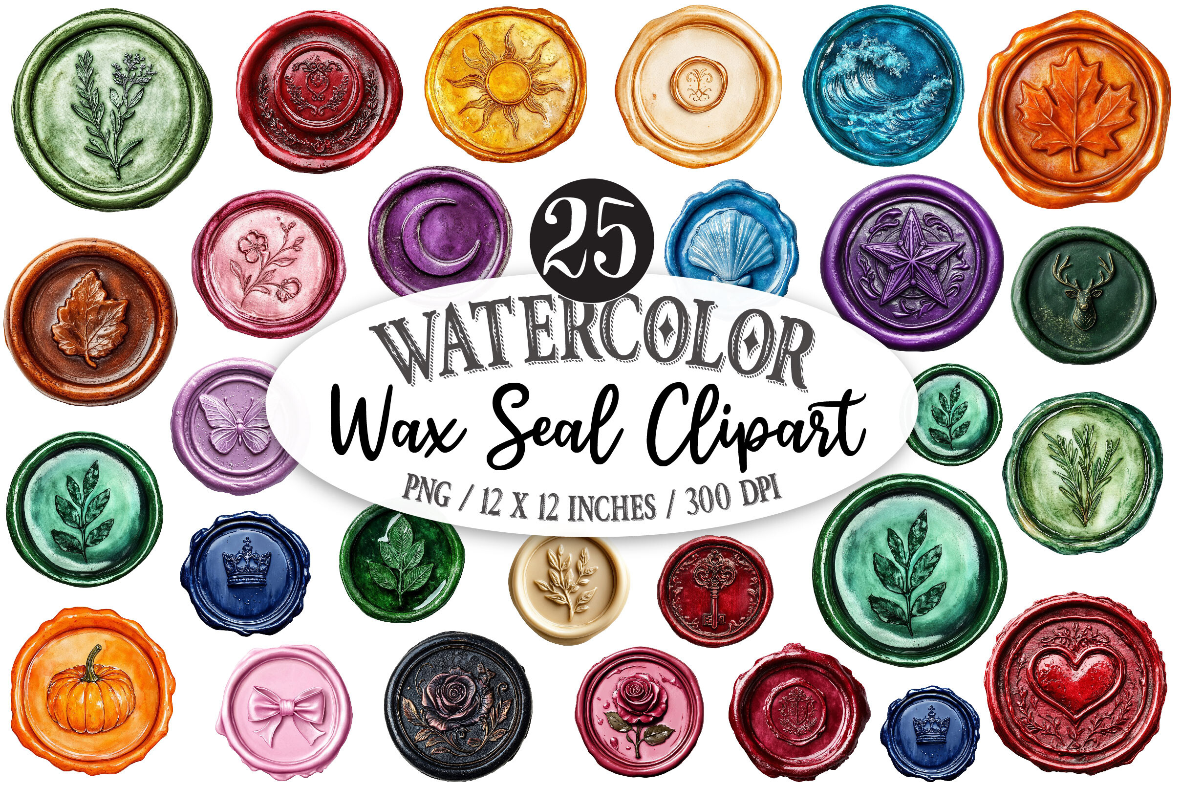 Watercolor Wax Seal Clipart