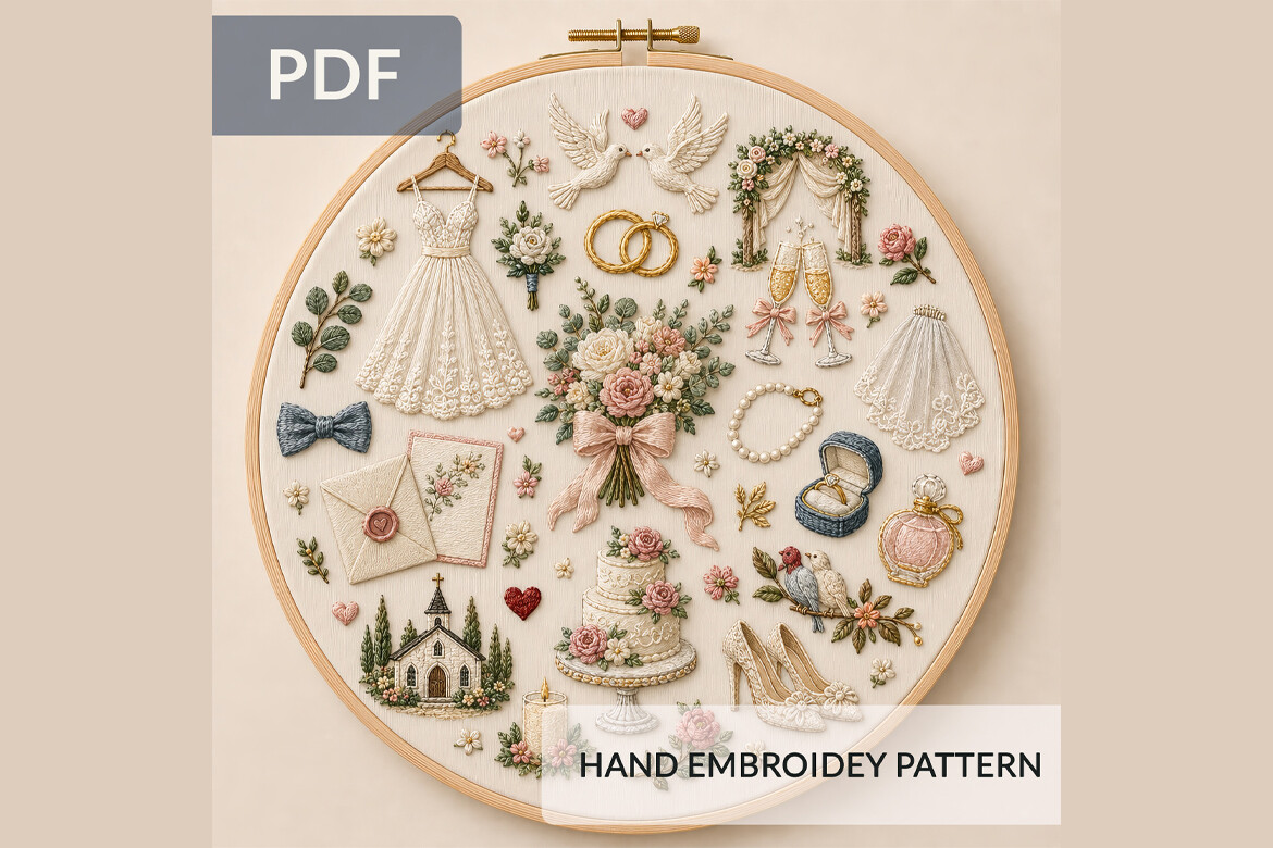 Wedding Hand Embroidery Pattern 2 PDF