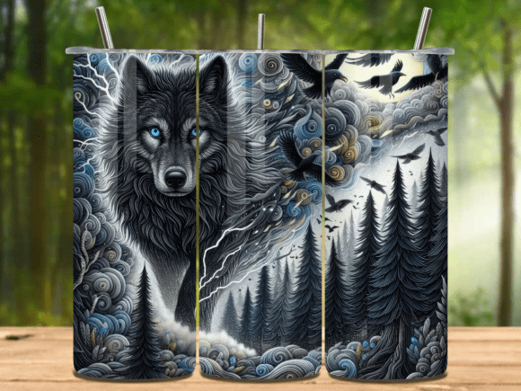 Floral Wolf 20oz Tumbler Wrap Png V.7