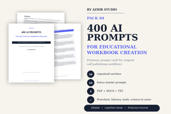 400 AI Educational Workbook Creation Prompts