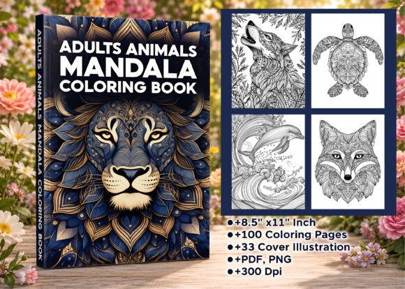 ADULTS-ANIMALS MANDALA COLORING PAGES