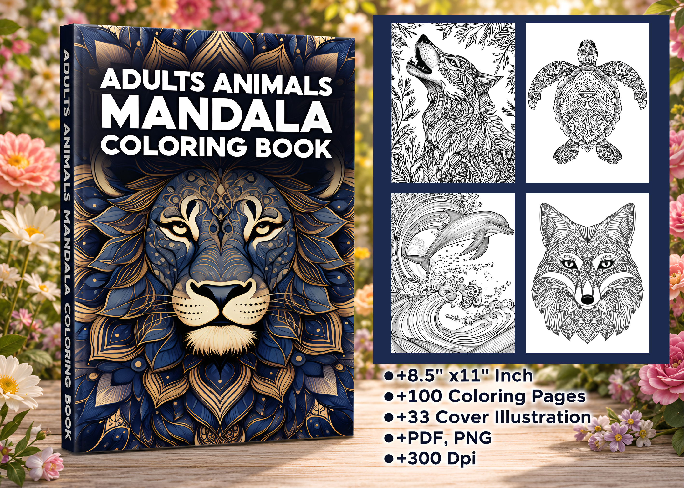 ADULTS-ANIMALS MANDALA COLORING PAGES
