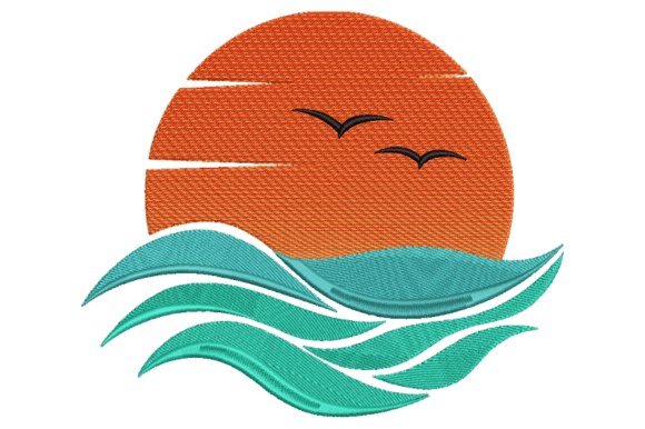 Beach Sunset Embroidery Design