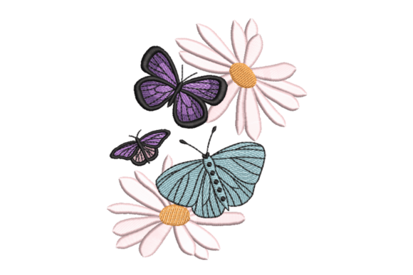 Butterflies and Daisy Flowers