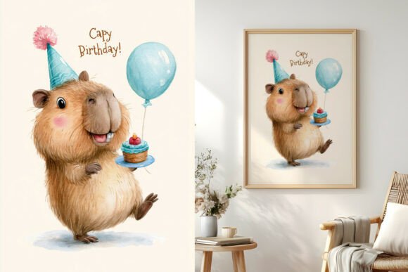 Capy Birthday, Fun Capybara Card Design