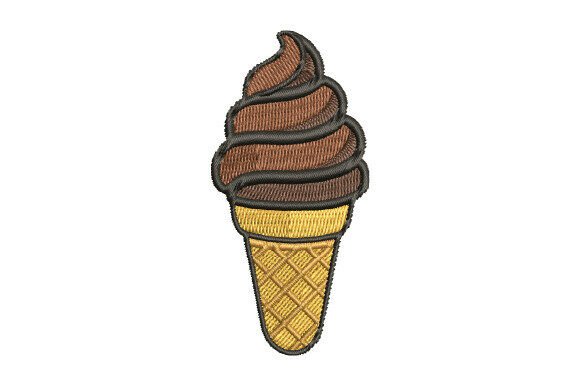Chocolate Soft Serve Cone Embroidery