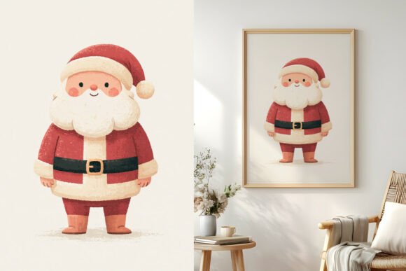 Chubby Smiling Santa Claus Kids Print