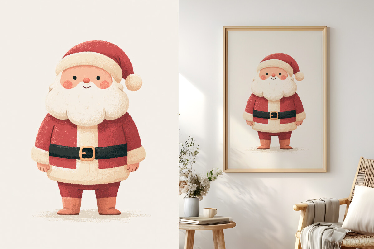 Chubby Smiling Santa Claus Kids Print